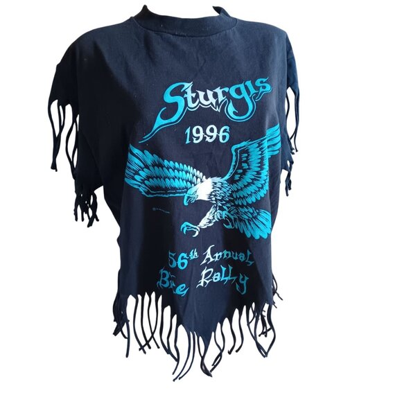 Vintage Medium T-shirt Womens Sturgis 1996 56th Bike Rally Fringe Jerzees 90s - Picture 3 of 7